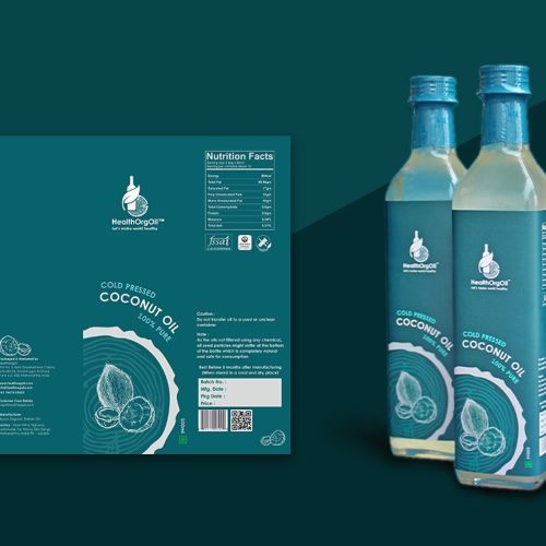 HealthOrgOil Coconut oil Label design Packaging design Pune